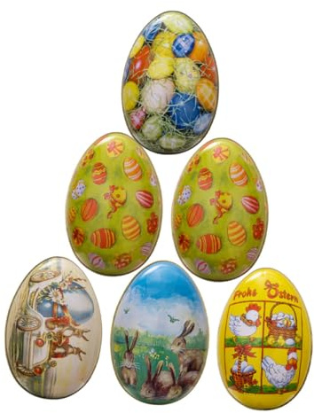 Gogogmee 6Pcs Easter Egg Candy Boxes Metal Storage Case Easter Biscuit Holder Portable Party Favor Boxes for Spring Celebration