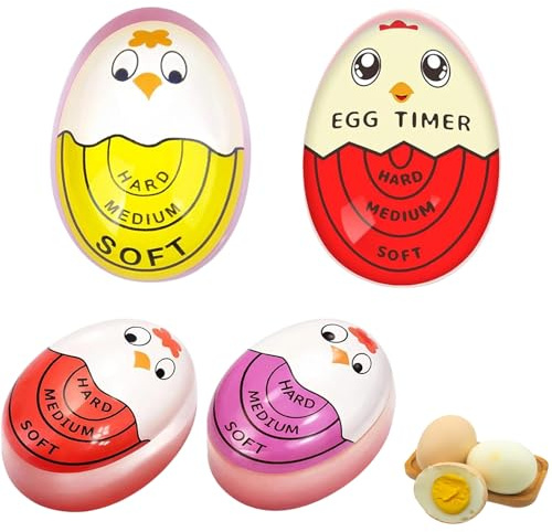 Colour Changing Egg Timer 4 Pack, Boiled Egg Cooking Timer | Reusable Heat Sensitive Egg Doneness Indicator for Soft, Medium and Hard Boiled Eggs, Family Breakfast Cooking and Meal Prep