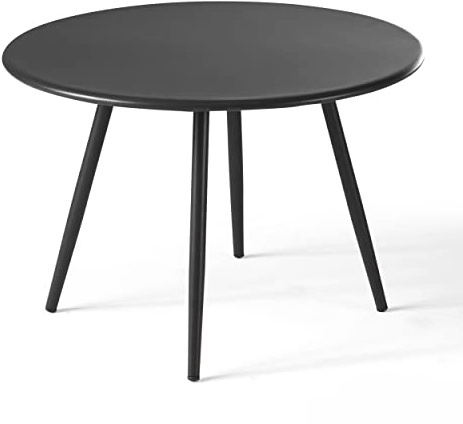 Oviala Palavas – Couchtisch für den Garten, rund, Metall, Anthrazitgrau, 50 cm