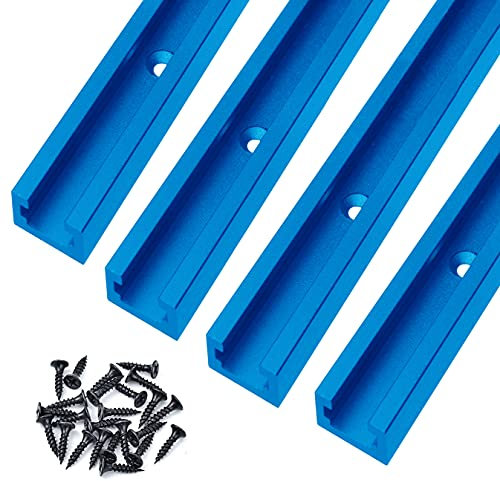 HOTTARGET Riel en T de aluminio de 24 pulgadas con tornillos de madera, perfil de doble corte universal con agujeros de montaje preperforados, carpintería y abrazaderas, superficie esmerilada