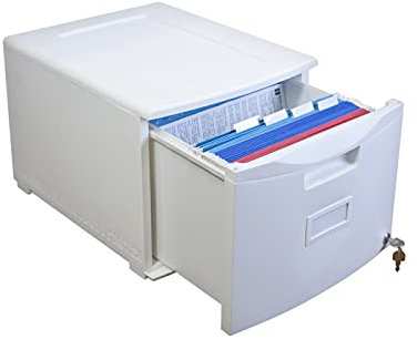 Storex Mobiler Aktenschrank mit 1 Schublade, Kunststoff, Weiß (61271B01C)