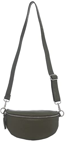 Zwillingsherz Bauchtasche mit Reißverschluss 100% Echtleder – Hochwertige Damen Crossbag klein und elegant - Schultertasche Bauchtasche