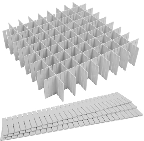 HOTUT Schubladenteiler, 16 Stück Schubladeneinteiler Grau, Verstellbare Schubladen Organisers, Schubladentrenner, Kunststoff schubladeneinsatz, für Unterwäsche, Socken, Kosmetik, Schlafzimmer, Büro