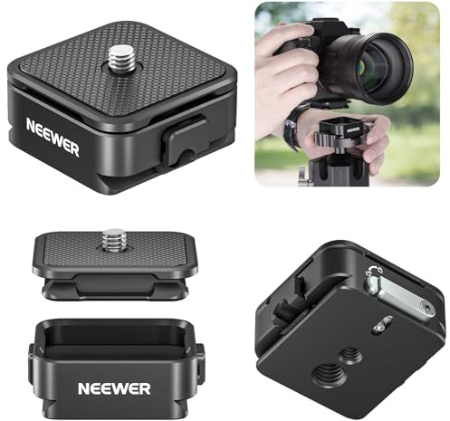 NEEWER Arca Type Quick Release Plate Set, DSLR Kamera Montageadapter mit Vier Steckplatz, Schnellwechselplatte kompatibel mit Arca Swiss, 1/4 3/8 Gewinde für Gimbal Stabilizer, Max. Last 8kg, CA009