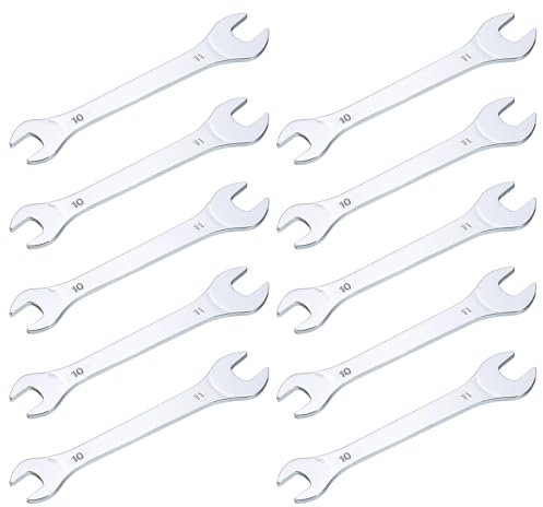 QUARKZMAN Chiave a Bocca Aperta Sottile 10mmx11mm Chiave a Doppia Bocca Metrica Cromata con Finitura a Specchio in Acciaio al Carbonio ad Alta Resistenza per Riparazioni, 10pz