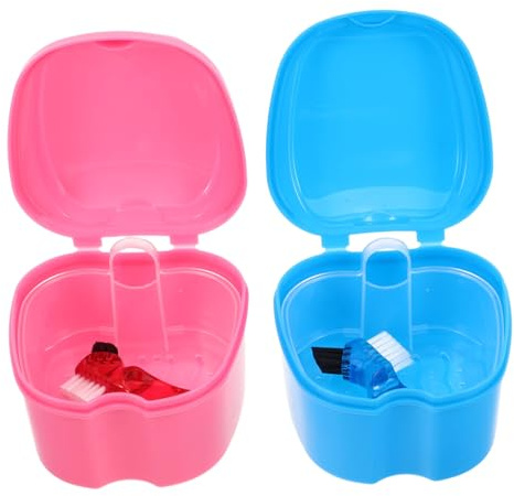 Homoyoyo 2ensembles Brosse Pour Prothèses Dentaires Étui De Voyage Boîte De Rangement Gobelet De Bain Accessoire De Contention