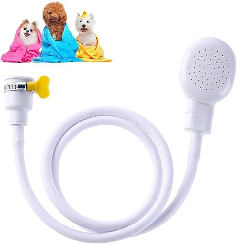 Sink Single Tap Shower Head with Clamps Attachment Head Hose Spray Sink Rubber Hose Bath Shower Attachment for Bath Taps, Pet Shower, Camping Shower - 2.2 m