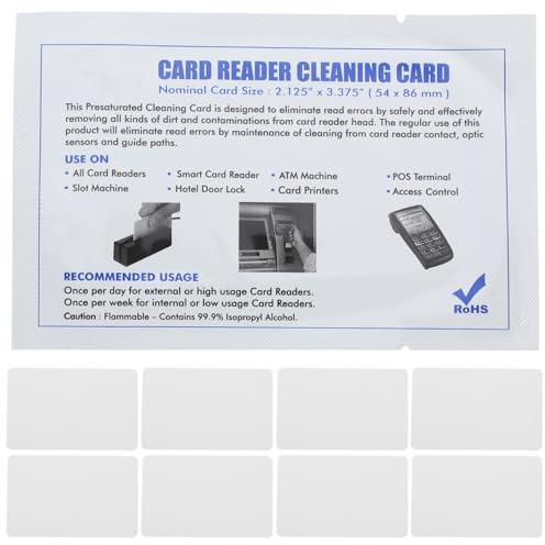 Homoyoyo 15 Tarjetas de Limpieza para Máquinas Pos, Tamaño 4,9 X 3,1 Pulgadas, Compatibles con Lectores de Tarjetas Inteligentes y Escáneres, para Limpieza Profunda y Mantenimiento Rápido