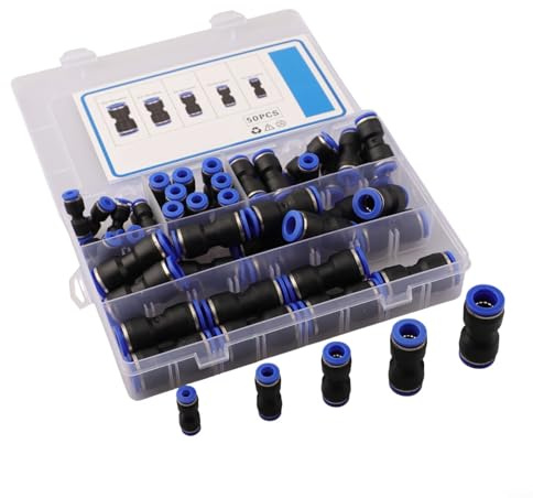 50 connettori dritti per tubi in plastica da 4 mm, 6 mm, 8 mm, 10 mm, 12 mm, senza bisogno di ulteriore tenuta