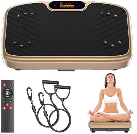 WATEYA Máquina de ejercicio con placa de vibración para drenaje linfático, equipo de fitness para tonificación de fuerza, equipo de entrenamiento en casa premium con 1-200 ajustes de velocidad para