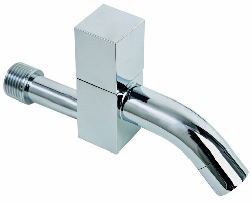 Design Wandventil, Kaltwasserhahn eckig aus Massiv Messing verchromt