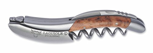 Laguiole En Aubrac Sommelier Waiter's Corkscrew, Juniper Wood Handle, Wine Opener With Foil Cutter & Bottle Opener, Brushed Bolster