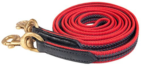 Karlslund Zügel Woven Rubber Reins Brass, Red, k381-rd-bra