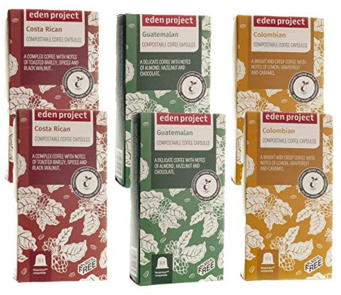THE EDEN PROJECT 60 Speciality Coffee Pods Variety Pack Compatible with Nespresso Original – Premium Arabica, Rainforest Alliance Certified, Climate Neutral, Home Compostable Capsules (6 x 10 Pack)