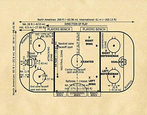 WallBUddy Ice Hockey Gift Ice Hockey Rink Poster Ice Hockey Poster Gift for Ice Hockey Player Ice Hockey Decor Ice Hockey Print Art WB1H (46cm x 61cm, Parchment)