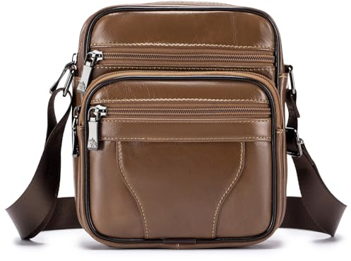 BAGZY Umhängetasche Herren Klein Leder Schultertasche Herrenhandtasche Umhängetaschen Herrentasche Zum Umhängen Handtasche