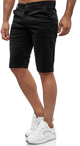 Tazzio Herren Chino Shorts 20549 – Kurze Hose Slim Fit Stretch Sommer Chinoshorts – Schwarz 32W