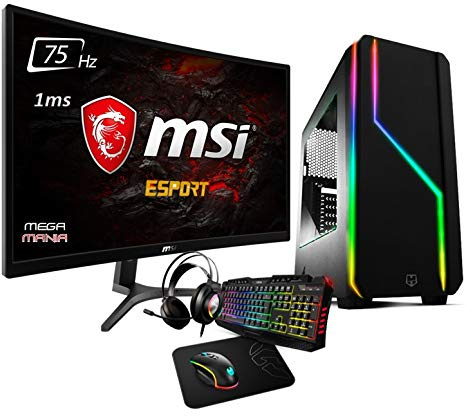 Megamania PC Esport Intel i7 10700F (8 Núcleos up to 4,8Ghz) | 16GB DDR4 | SSD 480GB + 1TB HDD Esclavo | VIDIA GTX 1660 6GB OC GDDR6 | Monitor LED Curvo 24 Gaming 1MS