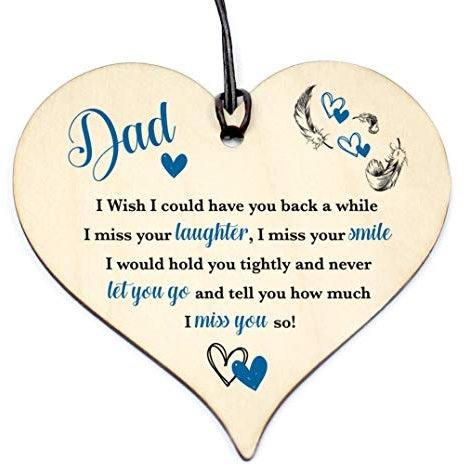 Wooden Hanging Memorial Heart Plaque Love Heart DAD have you back Sign Memorial Birthday Gift Grave #1145