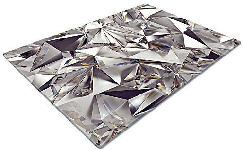 Whats On Your Wall.com Glass Chopping Board | Non-Slip, Heat Resistant, Hygienic | 30 x 20cm Rectangular | Grey Black Silver Effect