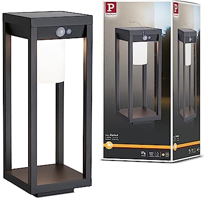 Paulmann 94573 LED-solcellslampa objekt Marisol med rörelsedetektor IP44 inkl. 1x5,5 W varmvit svart sladdlös plast uppladdningsbar 3000 K