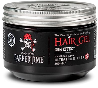 BARBERTIME Hair Gel Gum Effect 300ml | Extra starker Halt & Wet-Look Glanz | Elastisches Styling dank Gum-Technologie | Wasserlöslich & rückstandsfrei | Haargel für Männer & Frauen