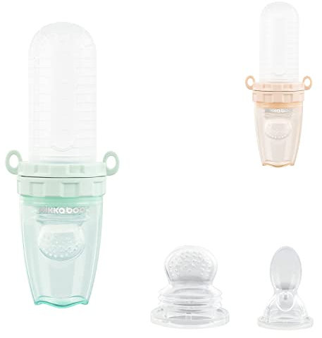 KikkaBoo Biberón de Alimentación con Cuchara Dispensadora, Alimentador de Comida para Bebés, Comedero de Frutas, 6+ Meses, 30 ml, Menta