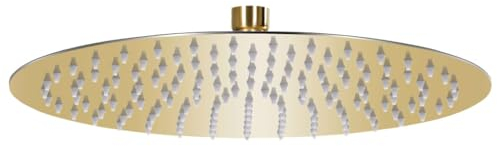 vidaXL Cabezal de Ducha Redondo Efecto Lluvia Cuarto de Baño Accesorio Rociador Boquillas Giratoria Área Amplia Acero INOX Dorado 30 cm