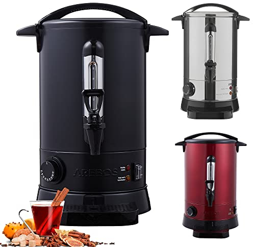 Arebos Distributeur de Boisson Chaudes 950W | Chaudière à eau 6,8L 30 Tasses | Marmite à Vin Chaud en Inox |Thé Café Soupe Dispositif de réchauffement |Thermostat | Réglage de la température 30-110°C