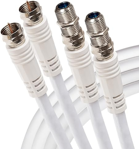 Maplin Cavo di prolunga coassiale per antenna satellitare TV tipo F maschio a femmina, 3 m, bianco