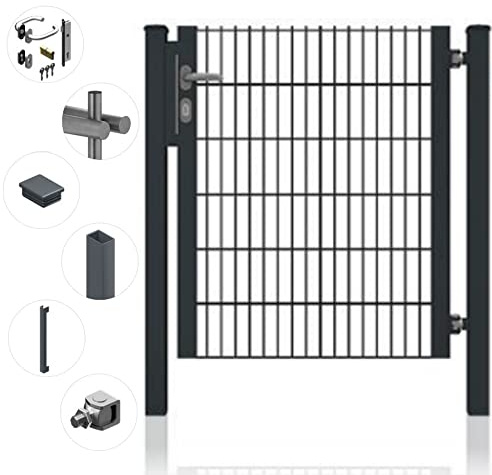 Gartentor für Doppelstabmattenzaun Anthrazit Rahmen offen inkl. Schloss Schlüssel Torpfosten Füllung 8/6/8 Höhe: Höhe 1600 mm Torbreite: Breite 1320 mm