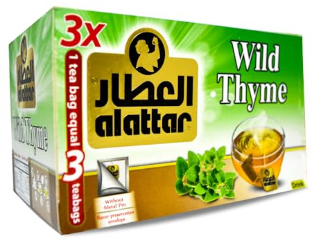 (20 Bags) AlAttar Wild Thyme Zaetar Tea Zaatar Dried Premium Egyptian Herbal Herb Herbs Natural Oriental Arabic Strong Flavor Caffeine Free Non Gmo Halal Kosher العطار شاى أعشاب زعتر بري