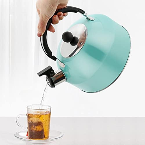 Gonetre - Bollitore da tè con fischio, teiera acciaio inox 2 litri, bollitore acqua con manico, resistente, per campeggio, escursioni, cucina, barbecue, festival (Cielo Blu)
