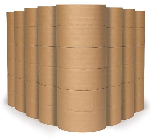 TAPEBEAR Wasseraktiviertes gummiertes Kraftpapier-Verpackungsband, Verstärktes Glasfaserpapierband, Braunes Hochleistungs-Verpackungsband 50 mmx50m, 48Rollen