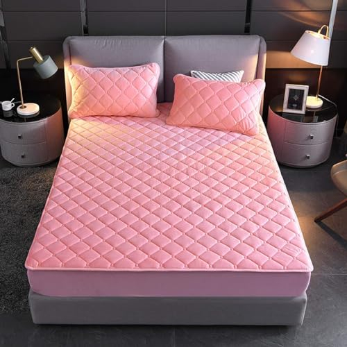 HAIBA bettlaken Cashmere spannbettlaken Rosa 140X200cm+30cm Boxspringbett Frottee Spannbetttuch Fleece Biber Spannbetttücher Leintuch für Hohe Matratze bis 25-30 cm
