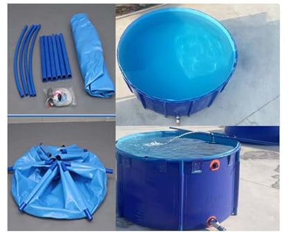 Bassin De Piscine D'aquarium for Bassin De Piscine Koi Goldfish Piscine Hors Sol en Toile PVC Facile À Installer, 1 Mm sans Déformation for L'irrigation du Jardin (Color : Blue, Size : 3x1m)