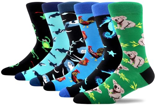 MAKABO Bunte Lustige Herrensocken 6 Paare aus Baumwolle Weich Atmungsaktiv | Verstärkte Ferse und Zehe, elastischer Komfortbund, nahtlose Zehe, hautfreundlich, ideal für Arbeit und Alltag