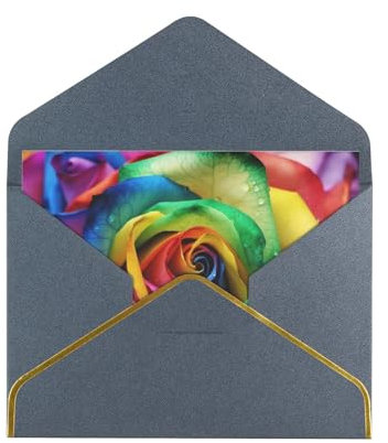 Regenbogen-Rose Phnom Penh doppelseitige Glitzerpapier-Grußkarte mit Umschlag Dekoration Grußkarte, beste Wahl für Geburtstag, Hochzeit, Erntedankfest, Weihnachten, Valentinstag