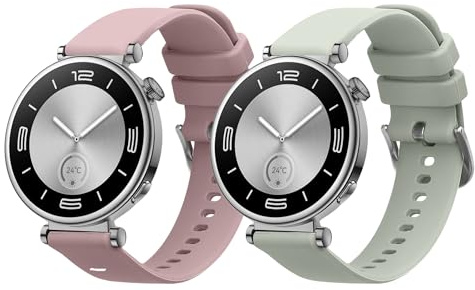 kwmobile Straps Compatible with Huawei Watch GT4 41mm Straps - 2x Replacement Silicone Watch Bands - Smartwatch or Fitness Tracker - Lavender/Pastel Green