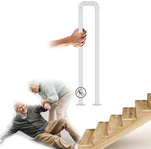 HANGWWZQ Railings Stair Railing Handrails for Elderly Children's, Hand Rails for Outside Steps, Terrace Decking Balustrade for Indoor Outdoor Support 200Kg/Gold/85Cm, 65Cm, White
