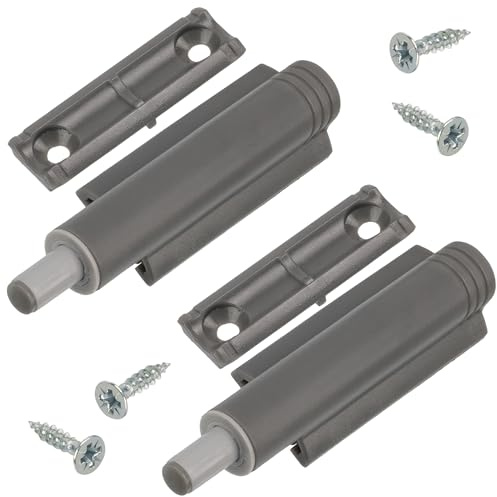 AERZETIX - Lot de 2 Amortisseurs de Porte de Meuble 71x20 mm Anti-Claquement en Plastique Gris pour Menuiserie Placard Armoire Fermeture Silence