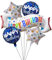 Ballon Joyeux Anniversaire, 5 Pièces Ballon Anniversaire Happy Birthday, Ballon en Aluminium en Forme d'étoiles et de Cercles, Convient aux Décorations d'anniversaire pour Enfant et Adultes