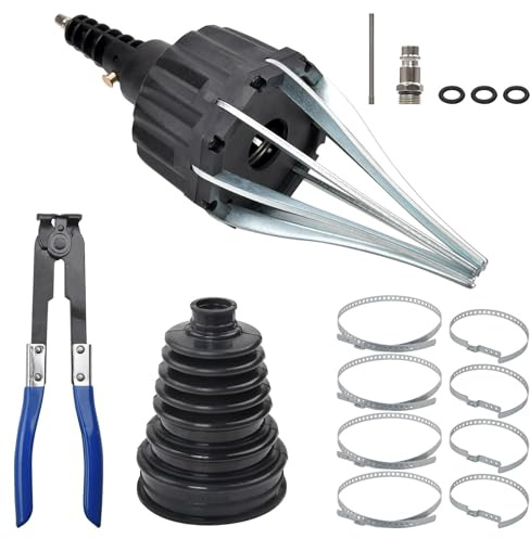 Achsmanschetten Spreizer Druckluft Achsmanschettenspreizer Manschetten Spreizer Montage Werkzeug Montagekegel 20-120 mm mit Universal Faltenbalg Achsmanschette & Klemmschelle Satz Schwarz
