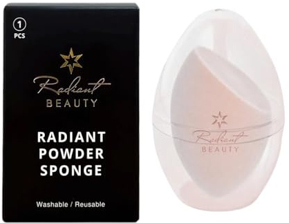 Radiant Beauty Esponja mezcladora de maquillaje de alta calidad, lavable y reutilizable, aplicador de polvo de lágrima para base impecable y polvo fijador, paquete de 1