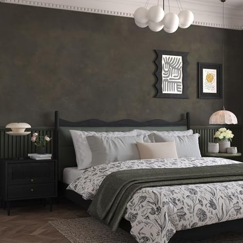 JSEVEM 16×354 Thick Darker Charcoal Tan Grey Rusty Concrete Wallpaper Peel and Stick Waterproof Metallic Brown Tan Gray Concrete Contact Paper Vinyl Adhesive Sticker for Bedroom Bathroom Gym Walls