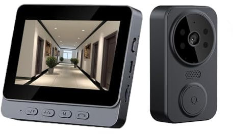 TKMARS Video Doorbell with Monitor Wireless, 4.3 Inch Display Screen 2-Way Intercom,No Monthly Fee Doorbell Camera Wireless with Display