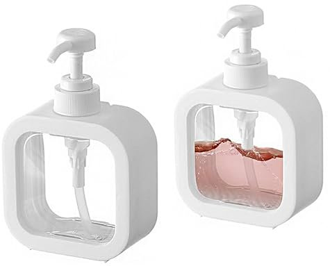 Dispenser Sapone, 2 Pezzi Dispenser di Sapone Liquido in Plastica, 300 ml Flaconi Dispenser per Bagno, Dispenser Bottiglie a Pompa in Plastica Trasparente, Per Cucina, Bagno