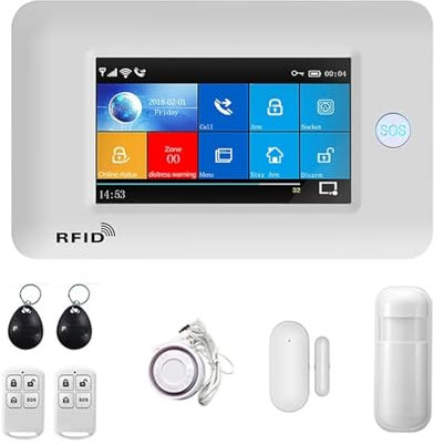 De Alarma WiFi 4G GSM Tuya, Sensor De Movimiento De Seguridad For El Hogar, Control Inalámbrico Por Aplicación Smart Life De 4,3 Pulgadas, Compatible(A)