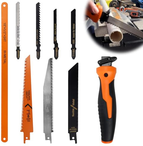 FSWWSF Set di seghe a mano con 8 lame per sega in ferro, multifunzione, mini seghetto per il taglio di legno, plastica, compensato et seghetto