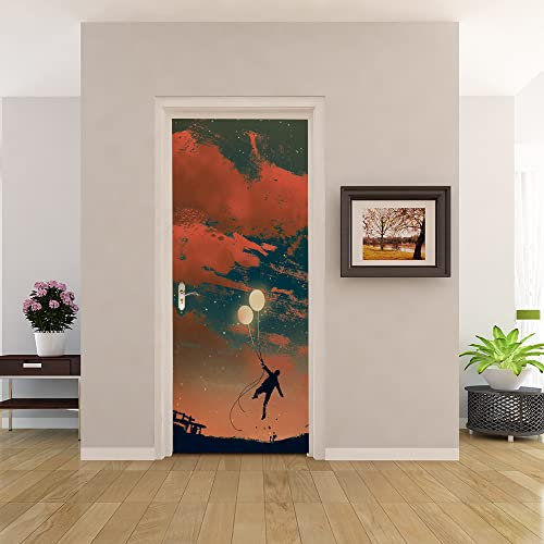3D Türtapete Türaufkleber Selbstklebend 80x200 Türfolie Poster Fototapete Türbilder Türtattoos Wasserdichte Tür Stickers für Kinderzimmer Wohnzimmer Badezimmer Künstlerisch